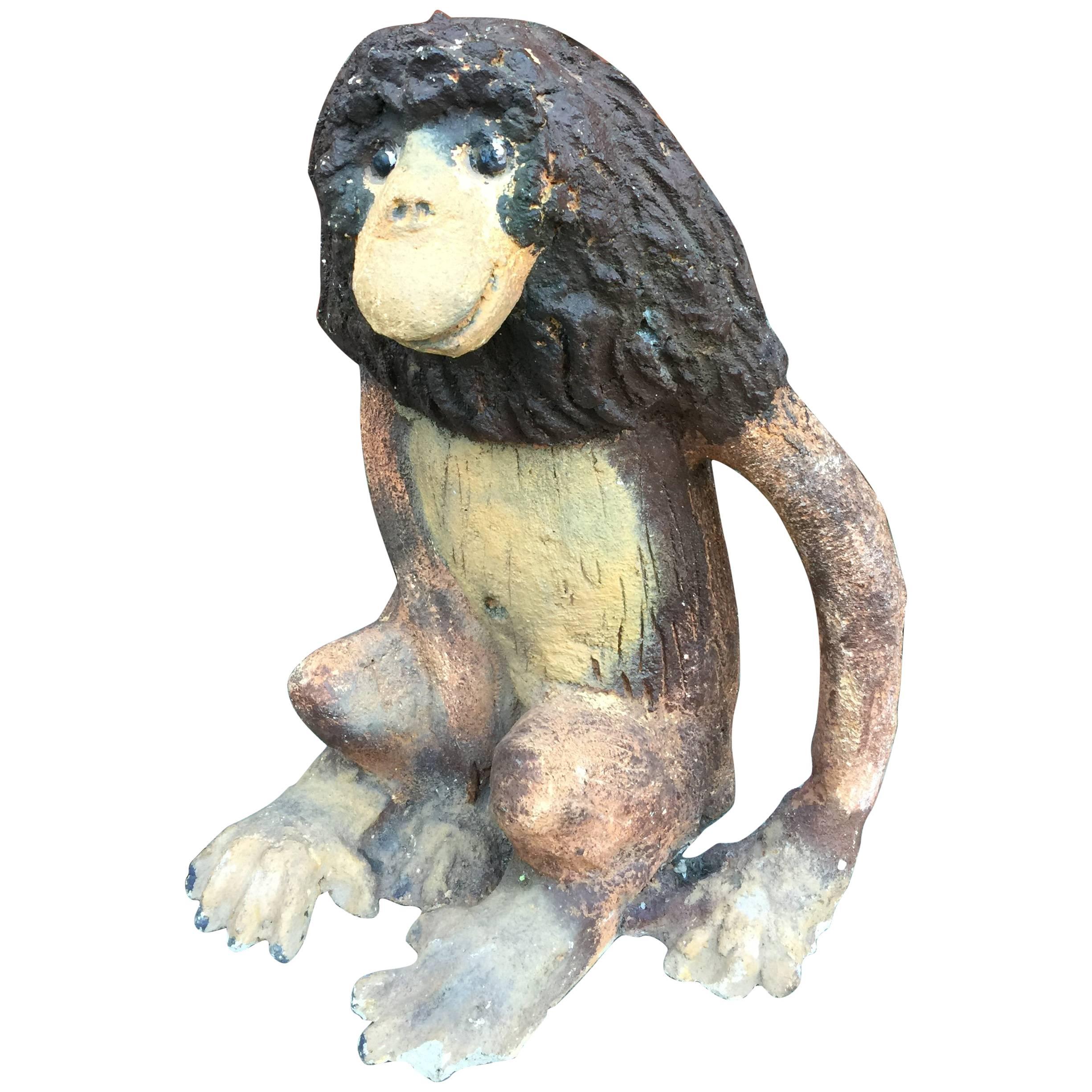 Multicolored Monkey in Cast Stone, circa 1960 For Sale