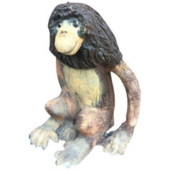Multicolored Monkey in Cast Stone, circa 1960