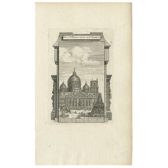 Antique Print of the Exterior of the Papal Basilica of St. Peter, 1779