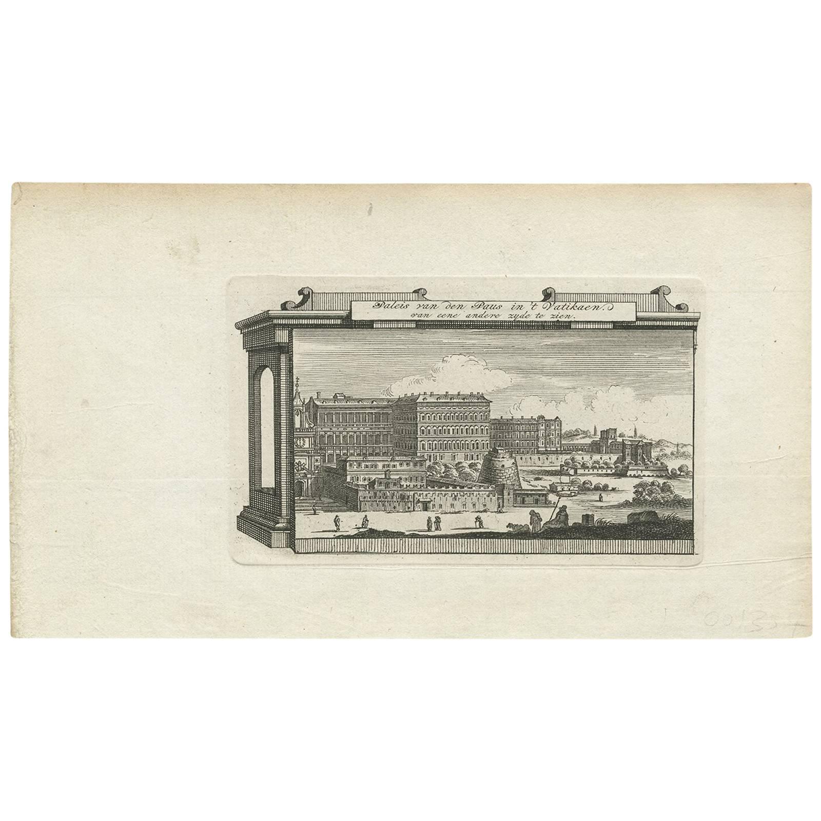 Antique Print of the Palace of the Vatican, Rome by M. de Bruyn, 1779