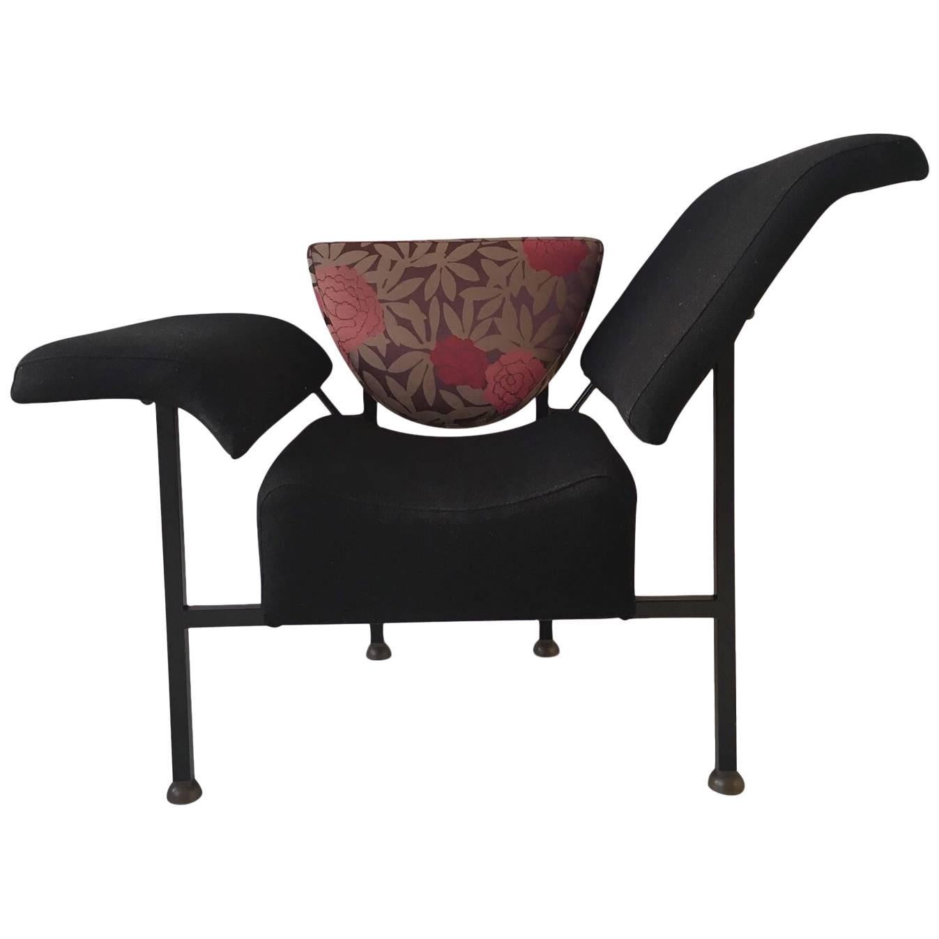 Black Sculptural Easy Chair, 'Greetings from Holland', by Rob Eckhardt, 1980s