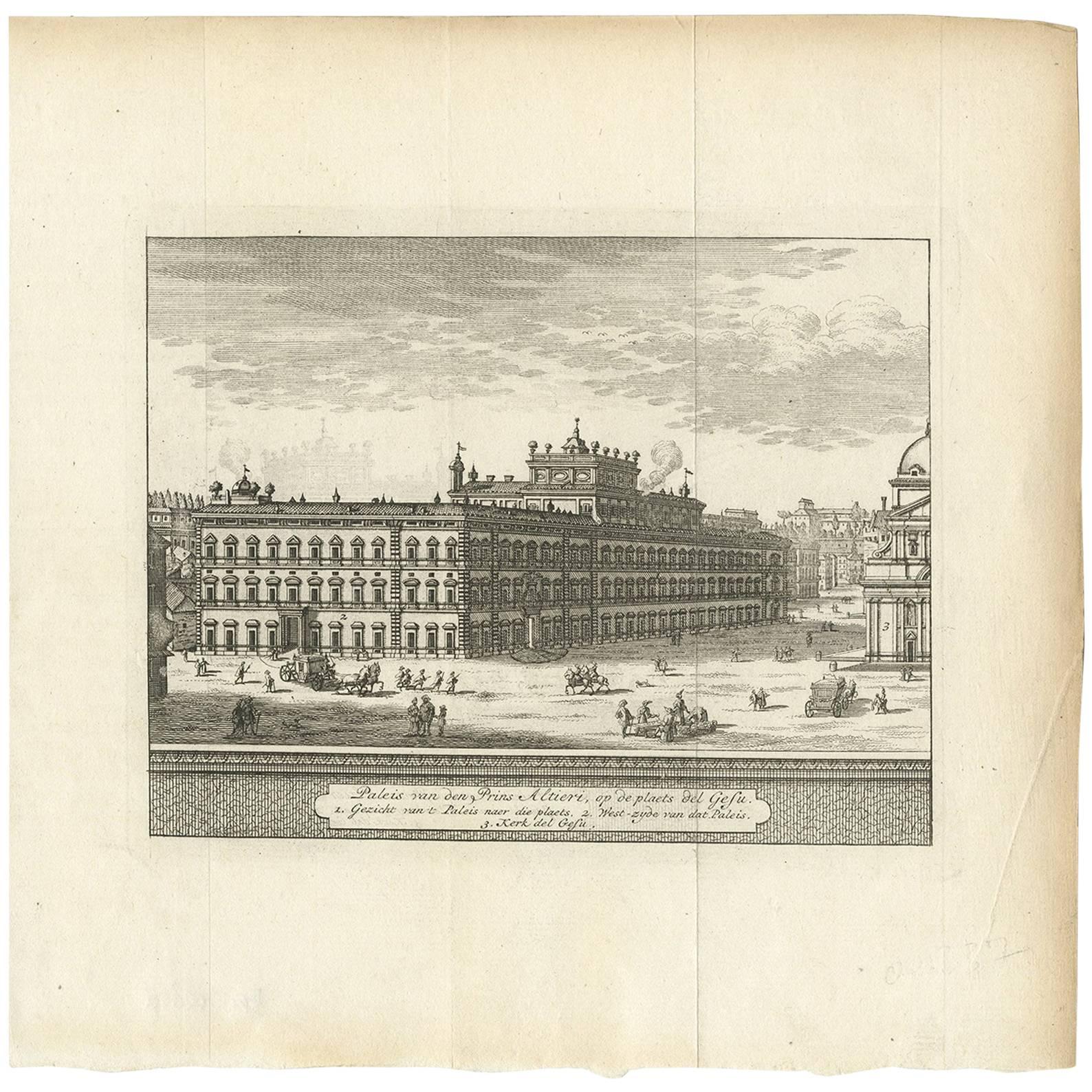 Antique Print of Palazzo Altieri Rome by M. de Bruyn 1779