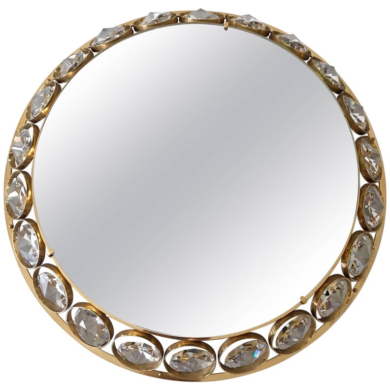 Elegant Mid Century Modern Circular Backlit Wall Mirror by Palwa