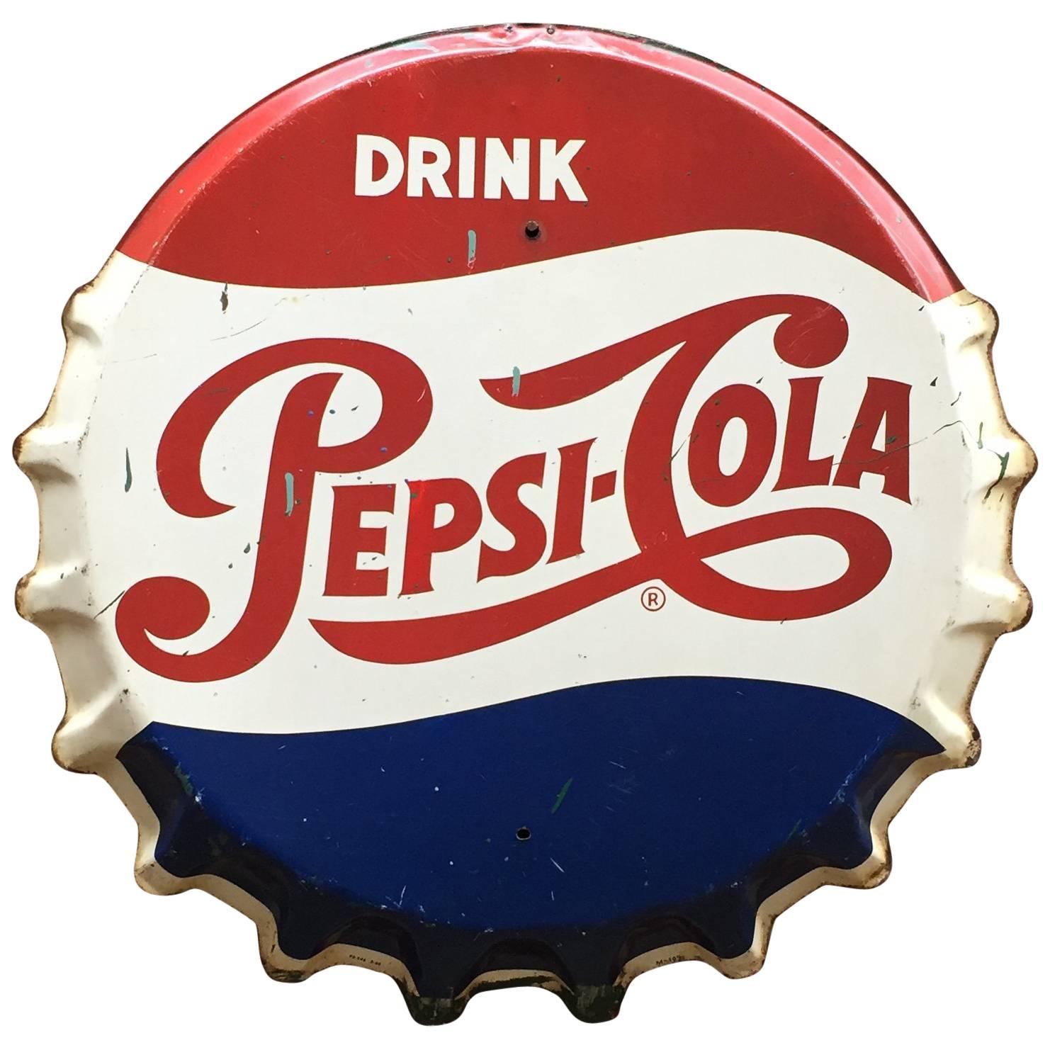 Pepsi Cola Bottle Cap Advertising Sign