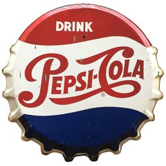 Vintage Pepsi Cola Bottle Cap Advertising Sign