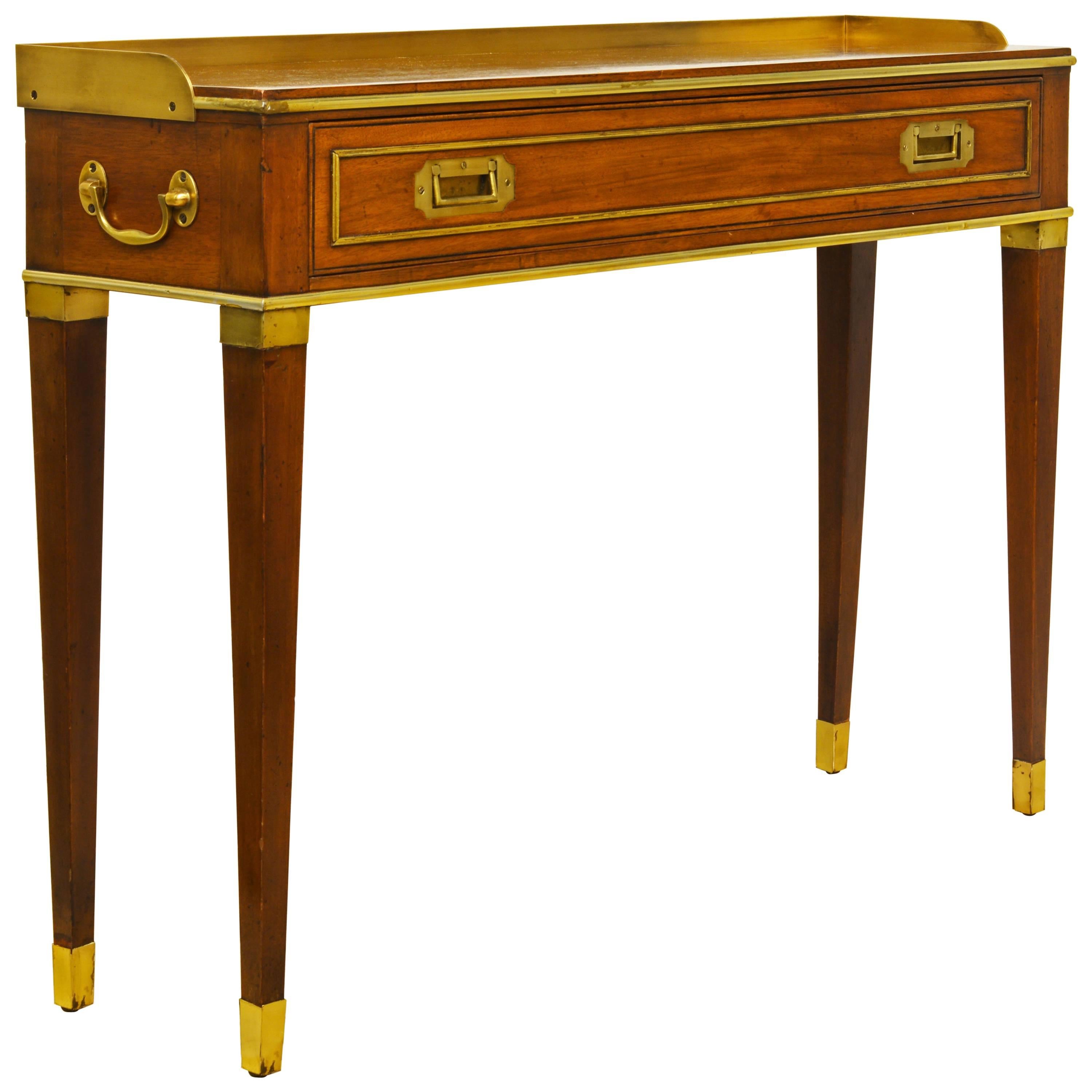 English Georgian Style Mahogany and Brass Campaign Console Table