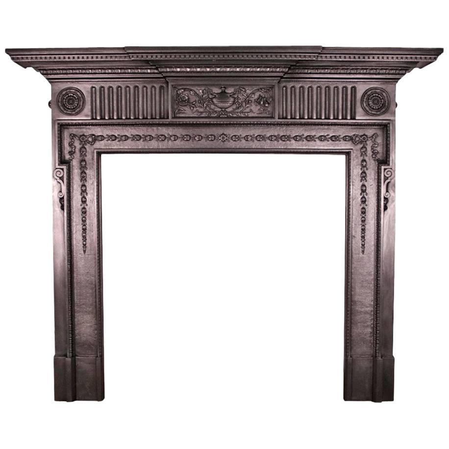 19th Century Victorian Neoclassical Cast Iron Fireplace Surround