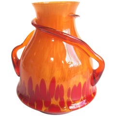 Czech Art Deco Kralik Handled Glass Vase