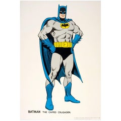 Original Vintage Comic Book Superhero Poster Featuring Batman The Caped Crusader