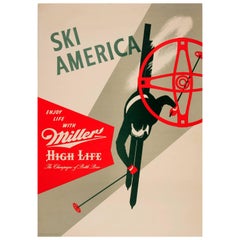 Retro Original Drink Poster Ski America Enjoy Life Miller The Champagne of Bottle Beer