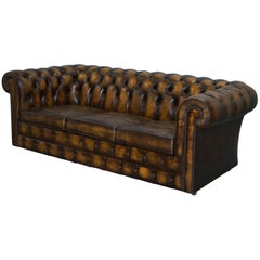 Substantial Hand Dyed Aged Brown Leather Chesterfield Sofa Bed from Mill Rook