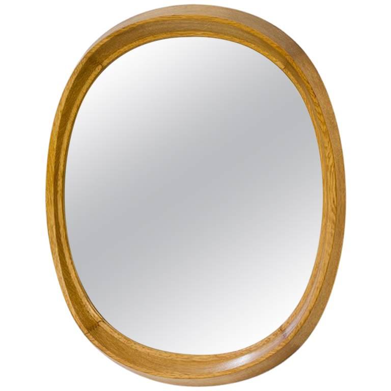 Scandinavian Modern Oval Oak Mirror by Fröseke, Sweden