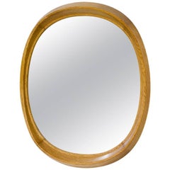 Vintage Scandinavian Modern Oval Oak Mirror by Fröseke, Sweden