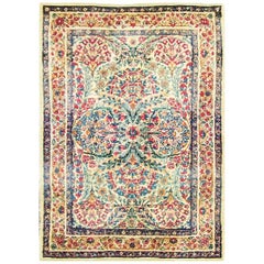 Antique Persian Sampler Laver Kerman Rug, 25" x 36"
