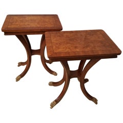 Pair of Walnut  Neoclassic Regency Style Tables