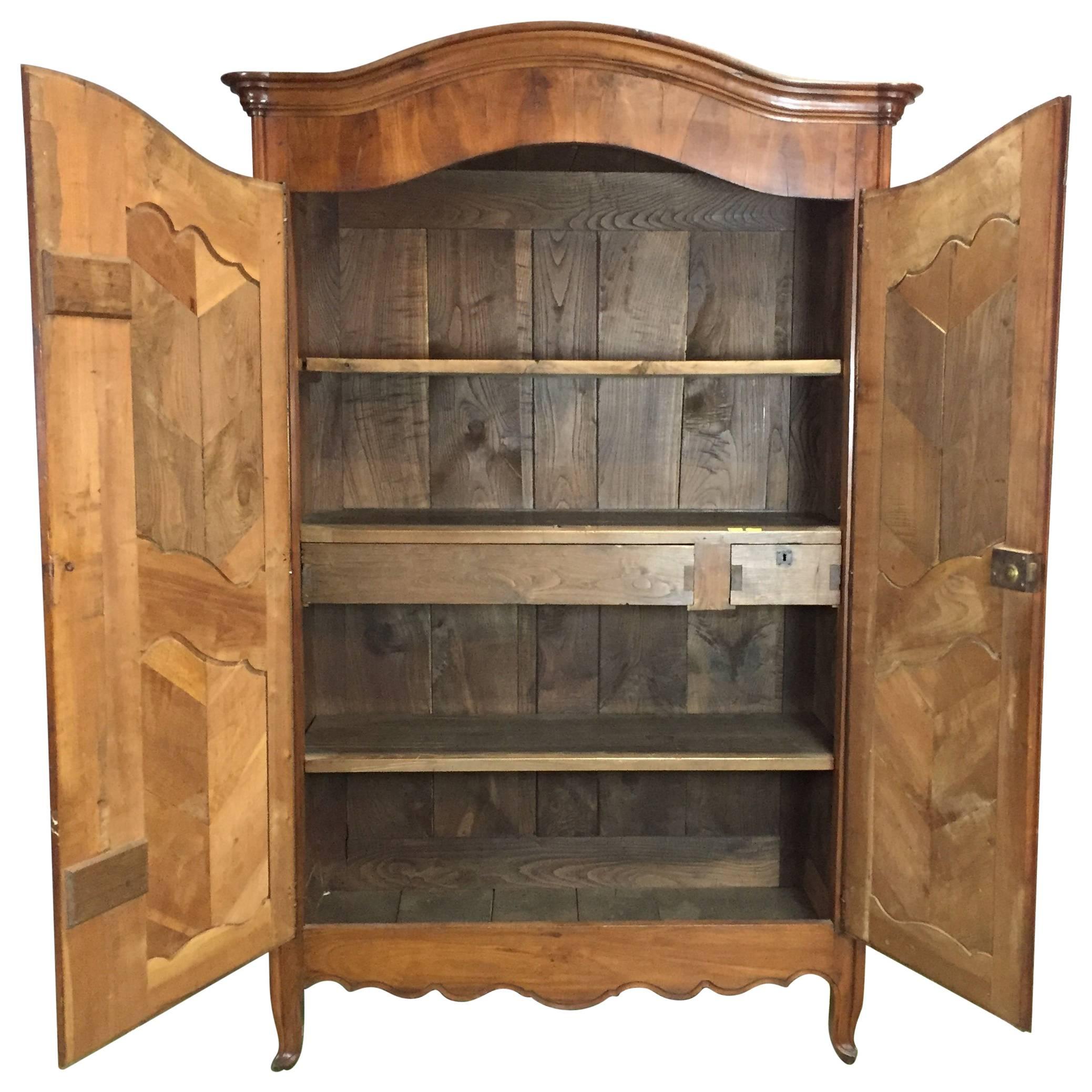 19th Louis XV Style Fruit Wood Wardrobe For Sale