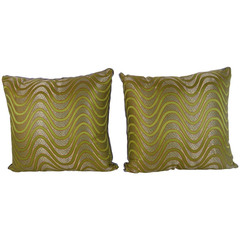 Pair Of Chinese Couture Silk Pillows For Sale At 1stdibs