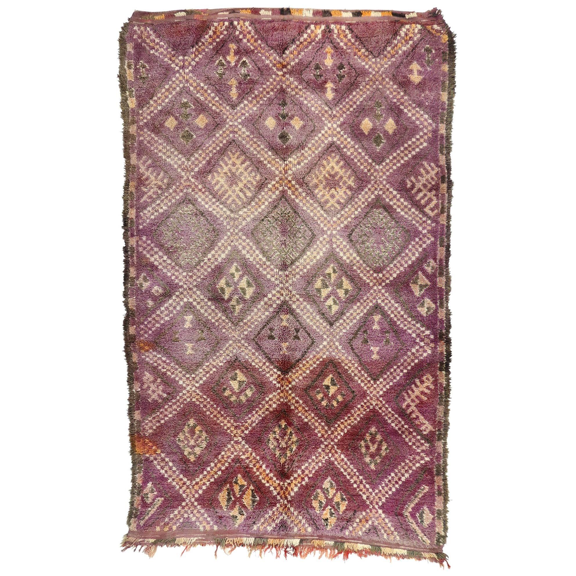 Vintage Berber Moroccan Rug with Post-Modern Memphis Bohemian Style