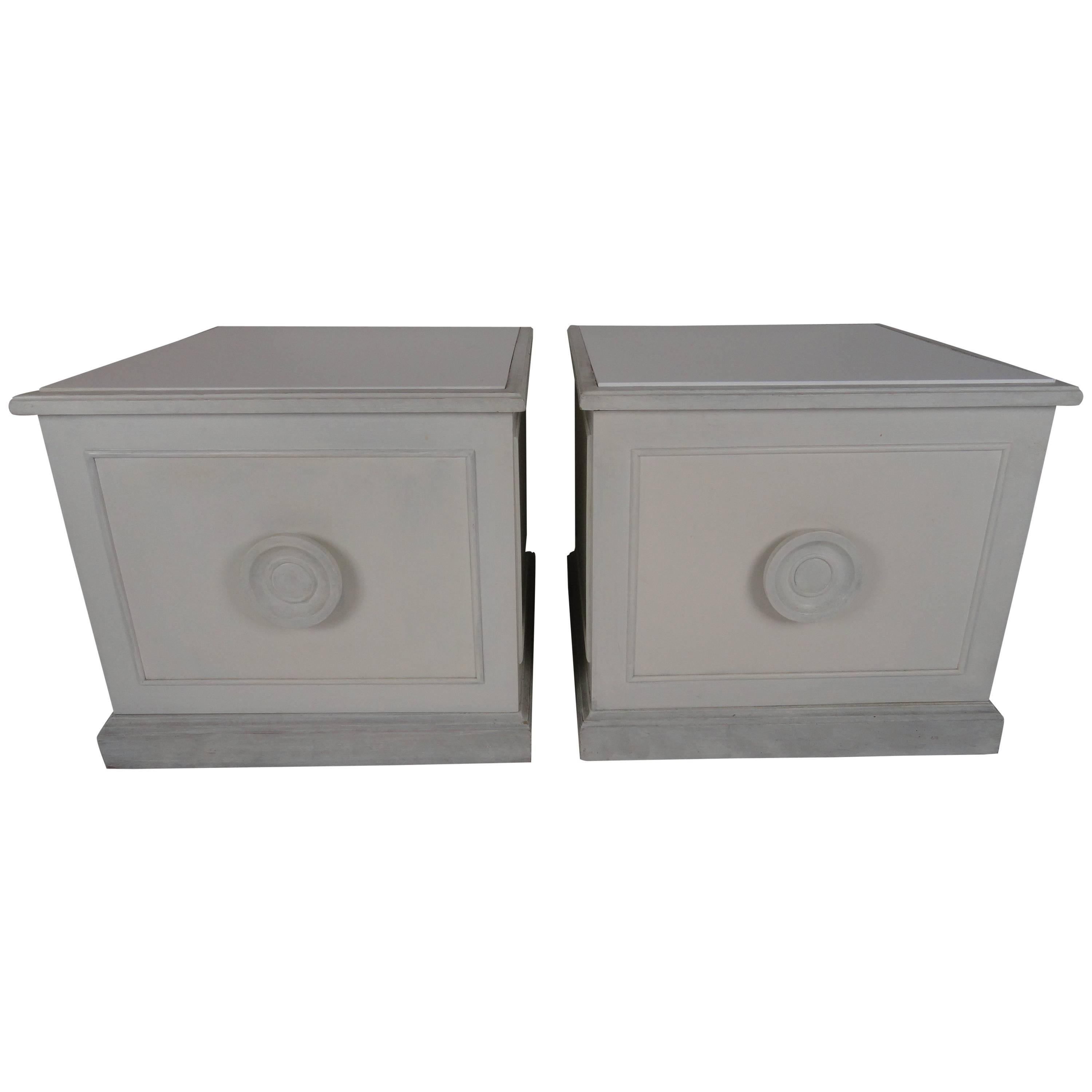 Pair of White Painted Side Tables For Sale