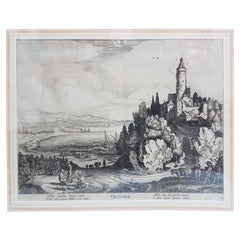 17th Century Jan Van De Velde Print "October" from the Months, 1618