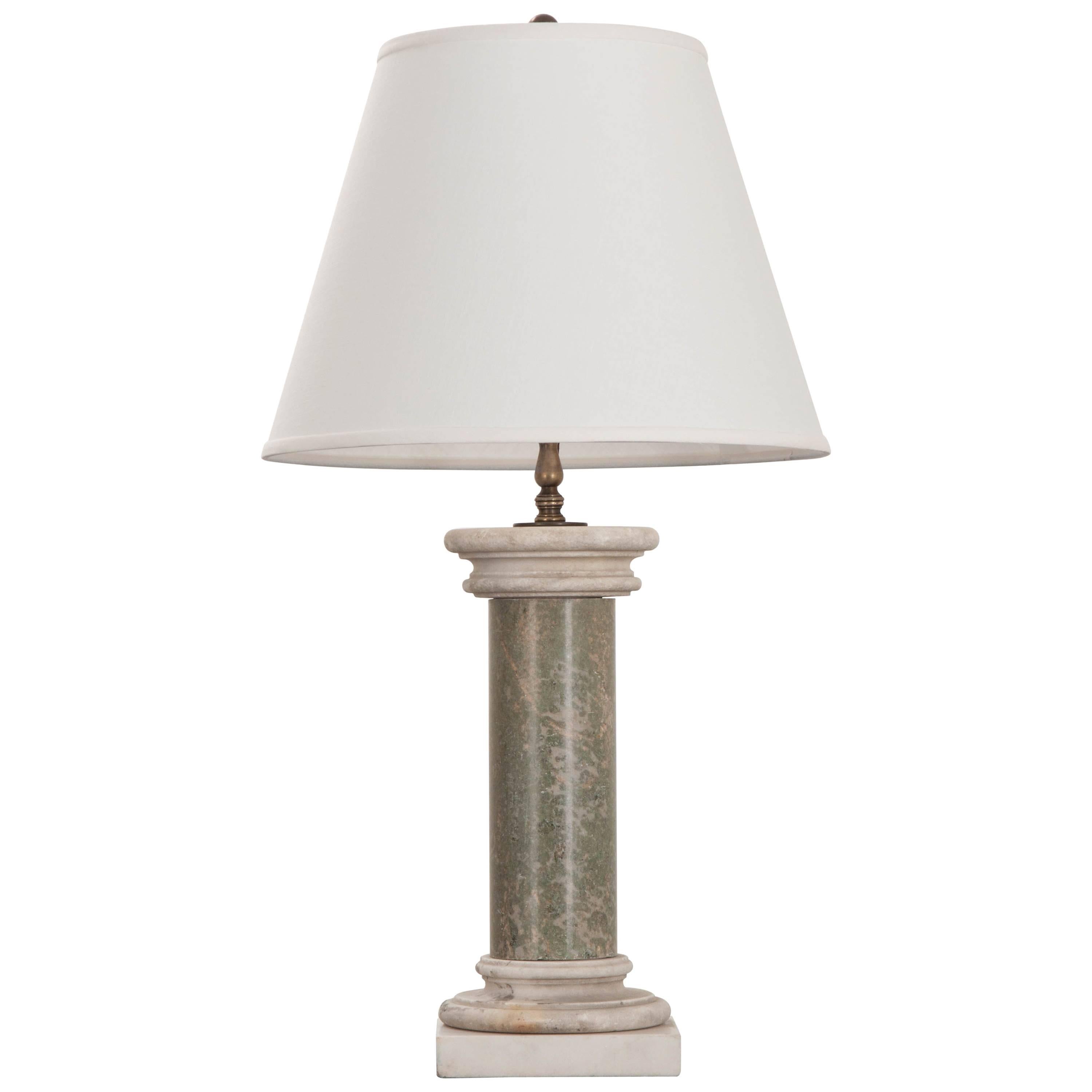 French 19th Century Marble Column Baluster Lamp