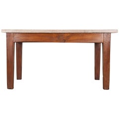 Antique French 19th Century Pine Table with Thick Stone Top