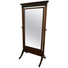 Antique Large Victorian Mahogany Cheval Mirror