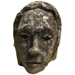 French 17th Century Stone Head of a Cardinal