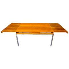 Rare Zebrawood and Stainless Steel Extension Table