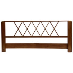 Paul Frankl King-Size Walnut and Brass Headboard