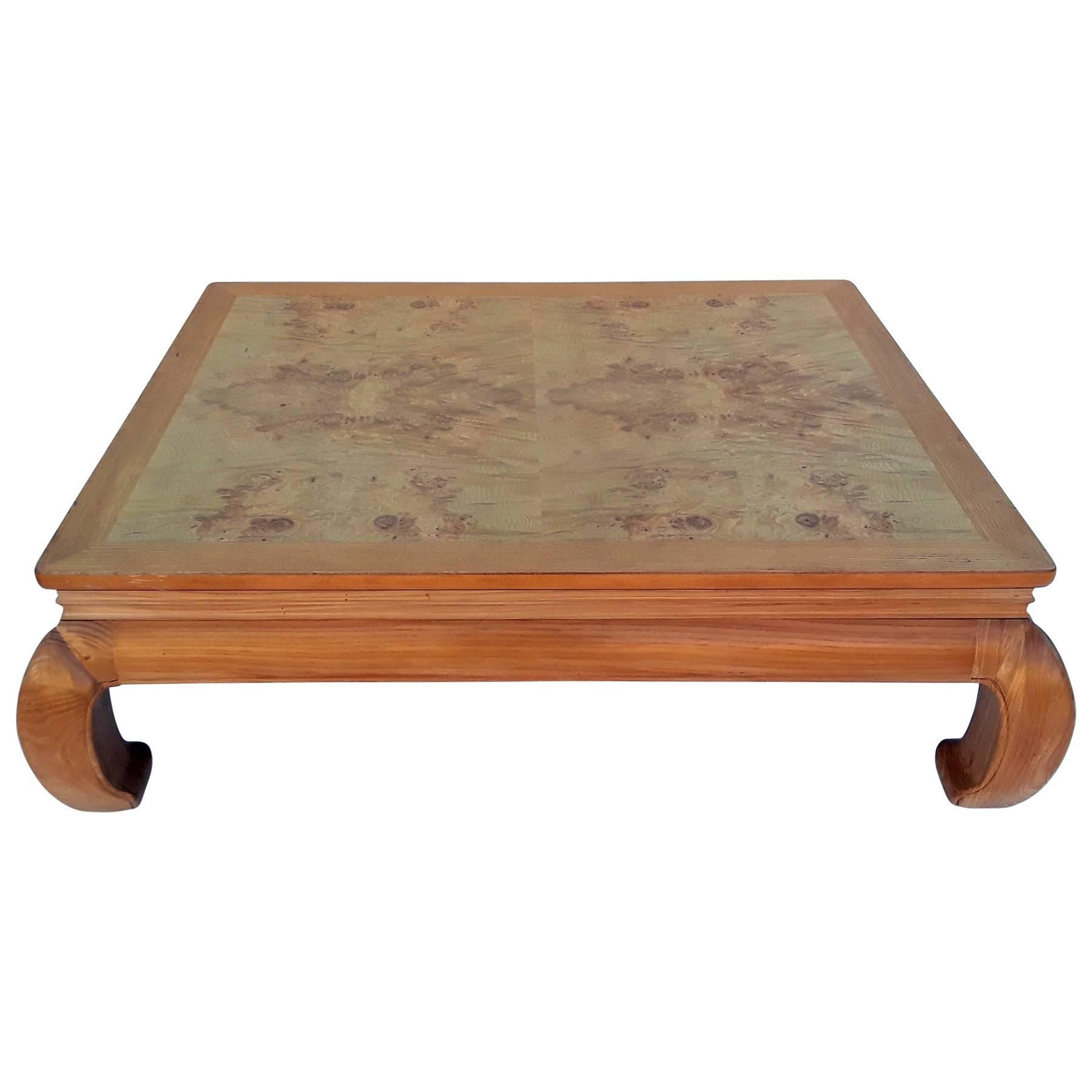 Henredon Ming Style Coffee Table with Burl Wood Top
