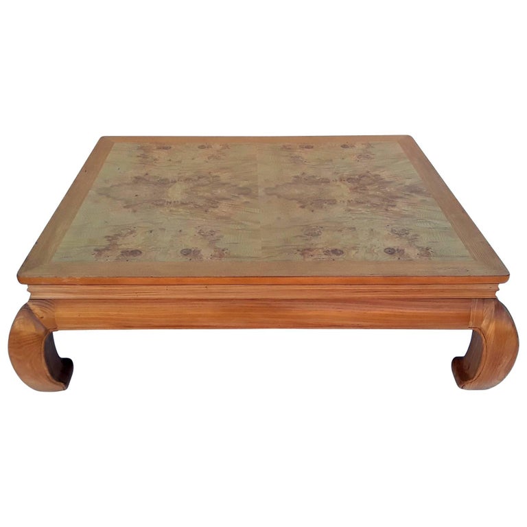 Henredon Ming Style Coffee Table With Burl Wood Top For At