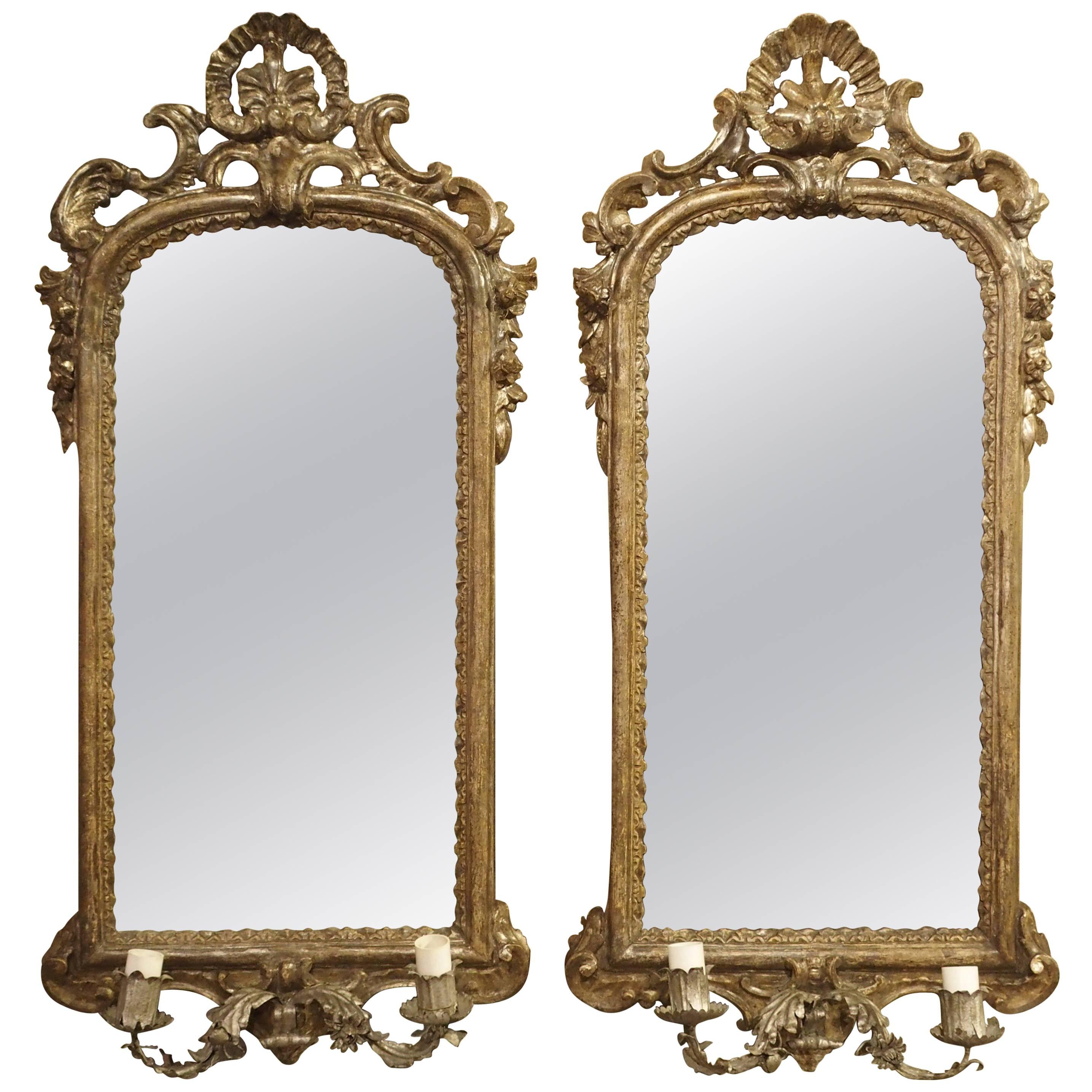 Pair of Antique Mirror Wall Sconces from Italy, circa 1740 at 1stDibs