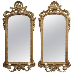 Pair of Antique Mirror Wall Sconces from Italy, circa 1740