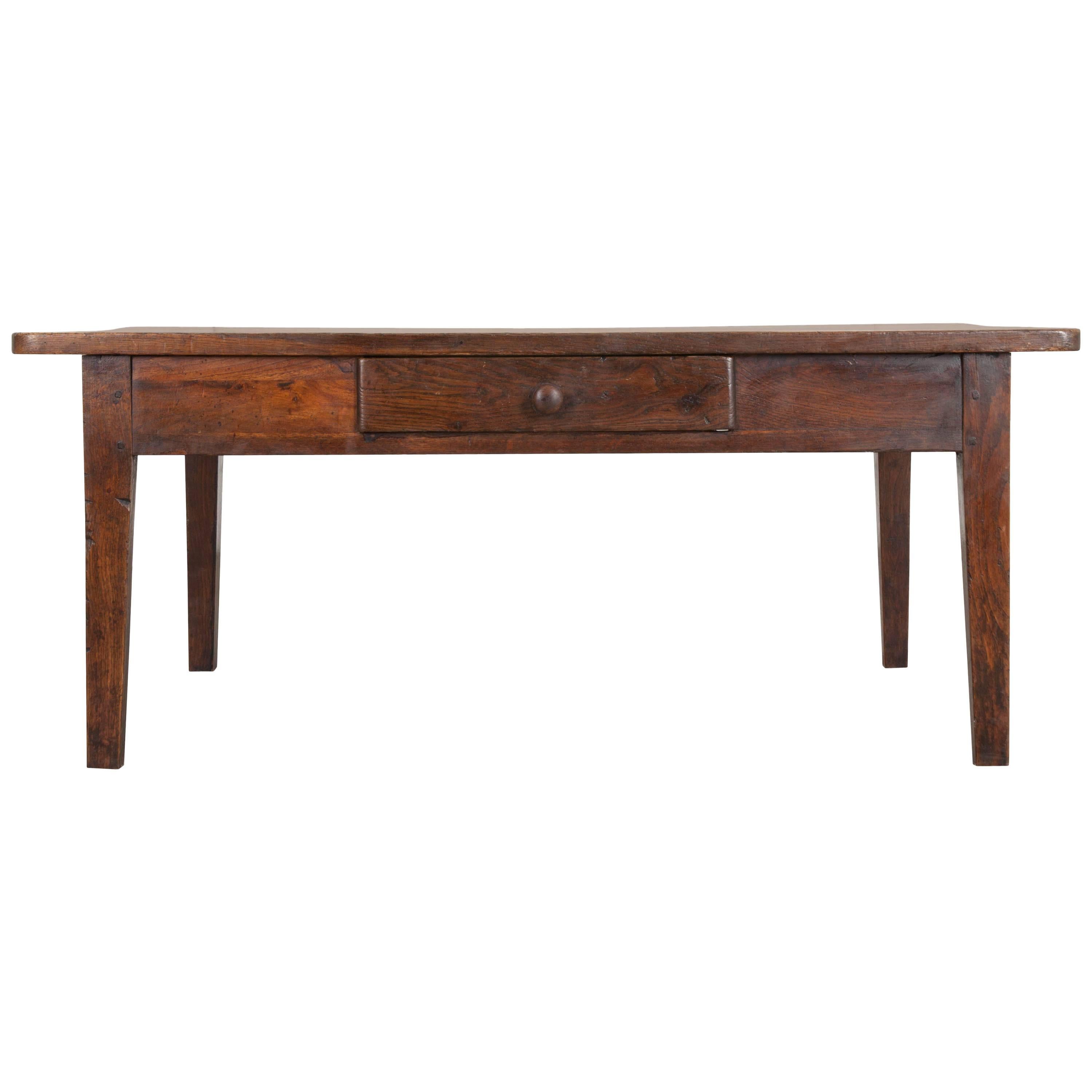 French 19th Century Oak Low Table from Burgundy