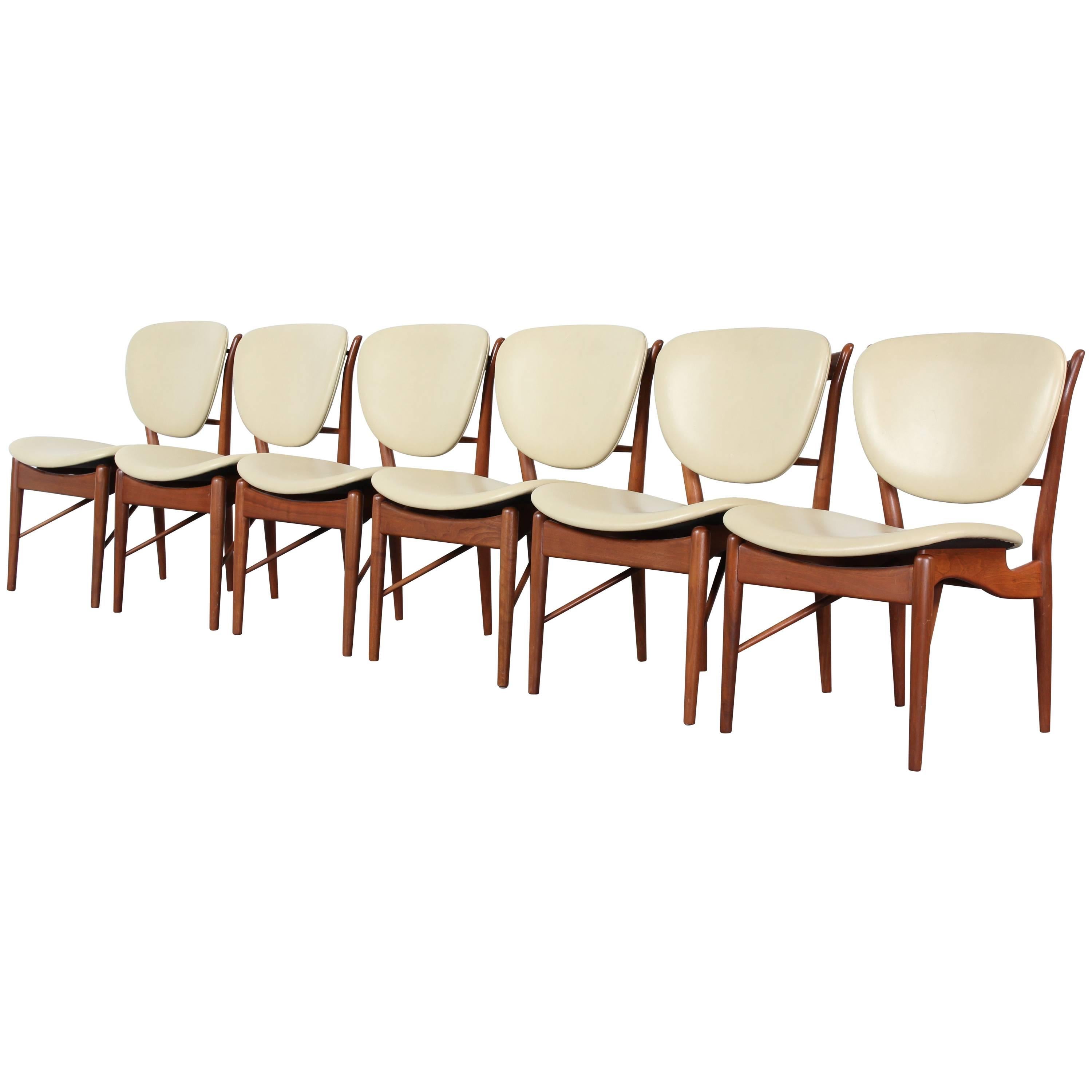 Set of Six Teak Finn Juhl NV-51 Dining Chairs for Baker Furniture Company, 1960s