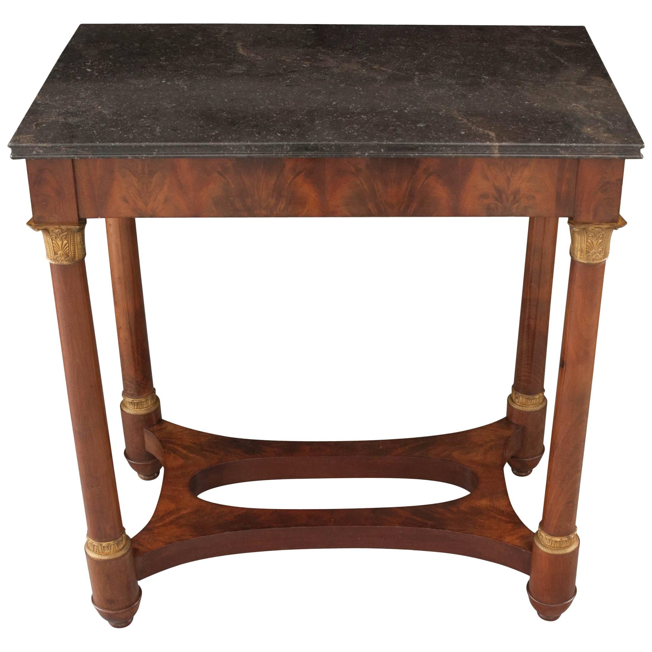 French Empire Style Mahogany Table with Marble Top