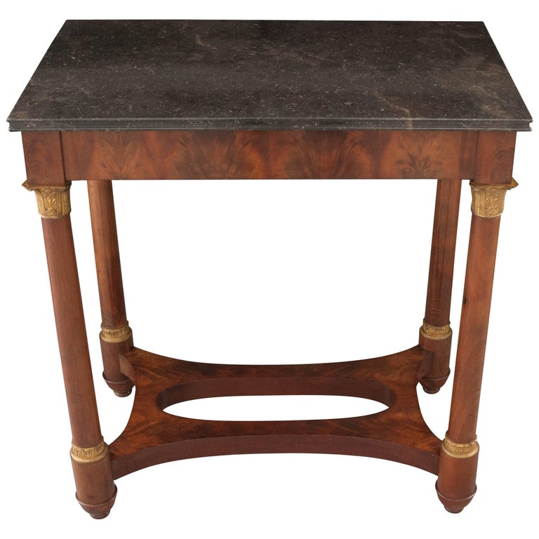 French Empire Style Mahogany Table with Marble Top at 1stDibs