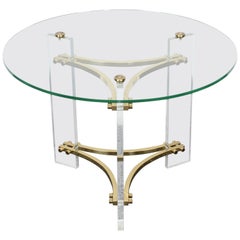Charles Hollis Jones Lucite and Brass Side Table, 1970s