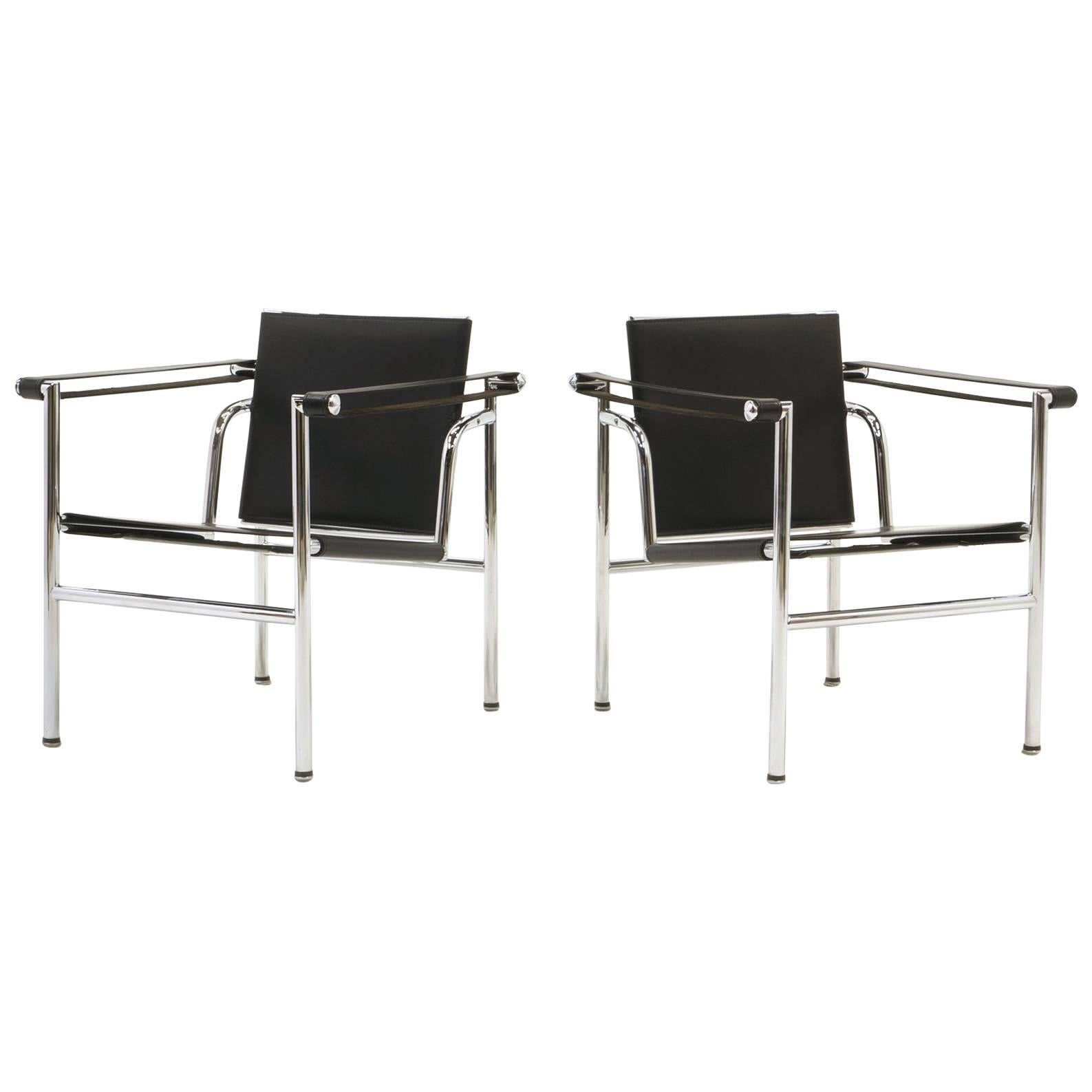Pair of LC1 Chairs Designed by Le Corbusier, Produced by Gavina