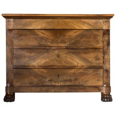 French Three-Drawer Dresser with Beautiful Wood Details and Claw Feet