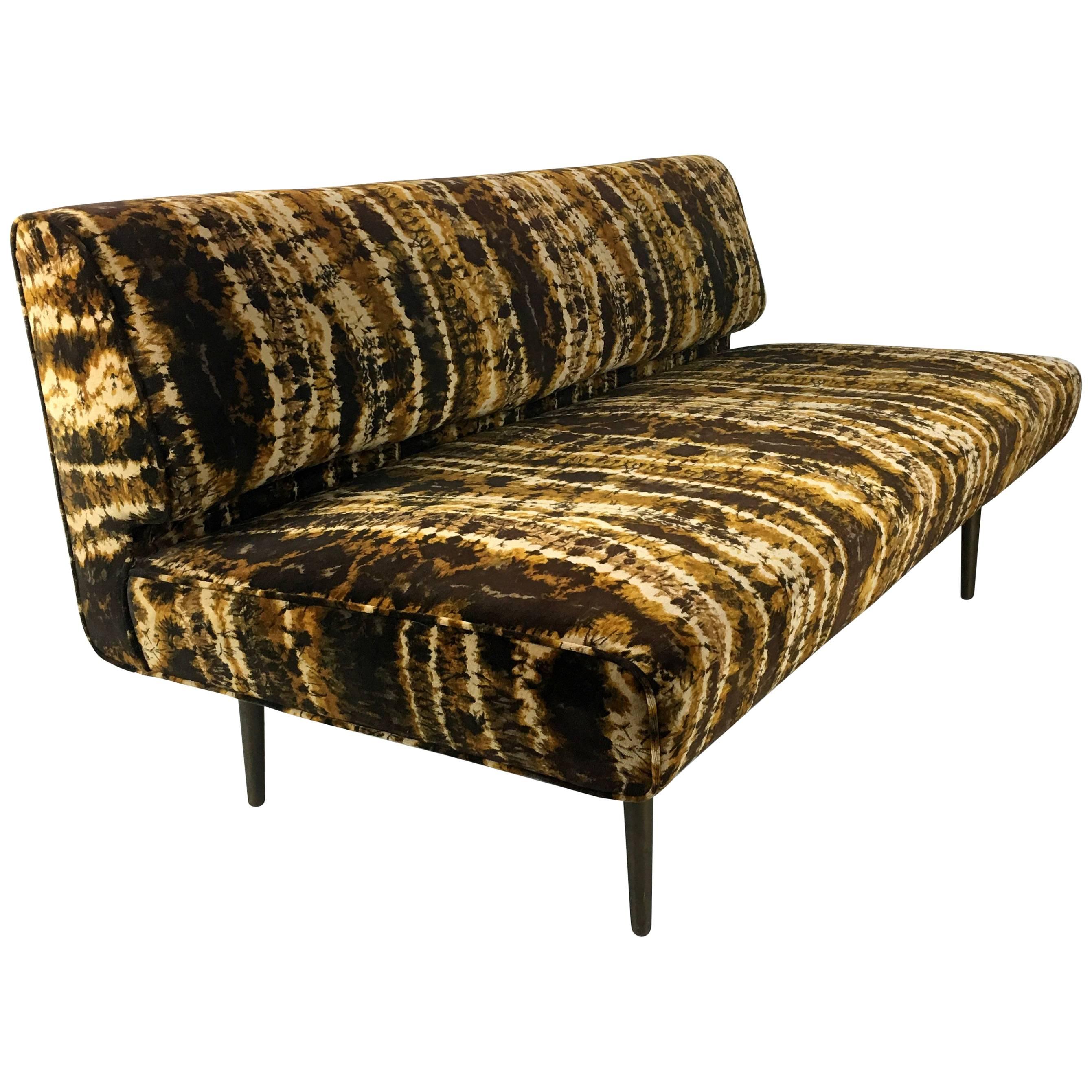 Sofa or Bench with Brass Legs by Edward Wormley for Dunbar, Larsen Velvet