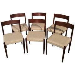 Poul Volther for Frem Rojle Danish Modern Teak Dining Chairs, Set of Six