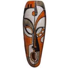 Midcentury Ceramic African Style Mask, Dated 1955