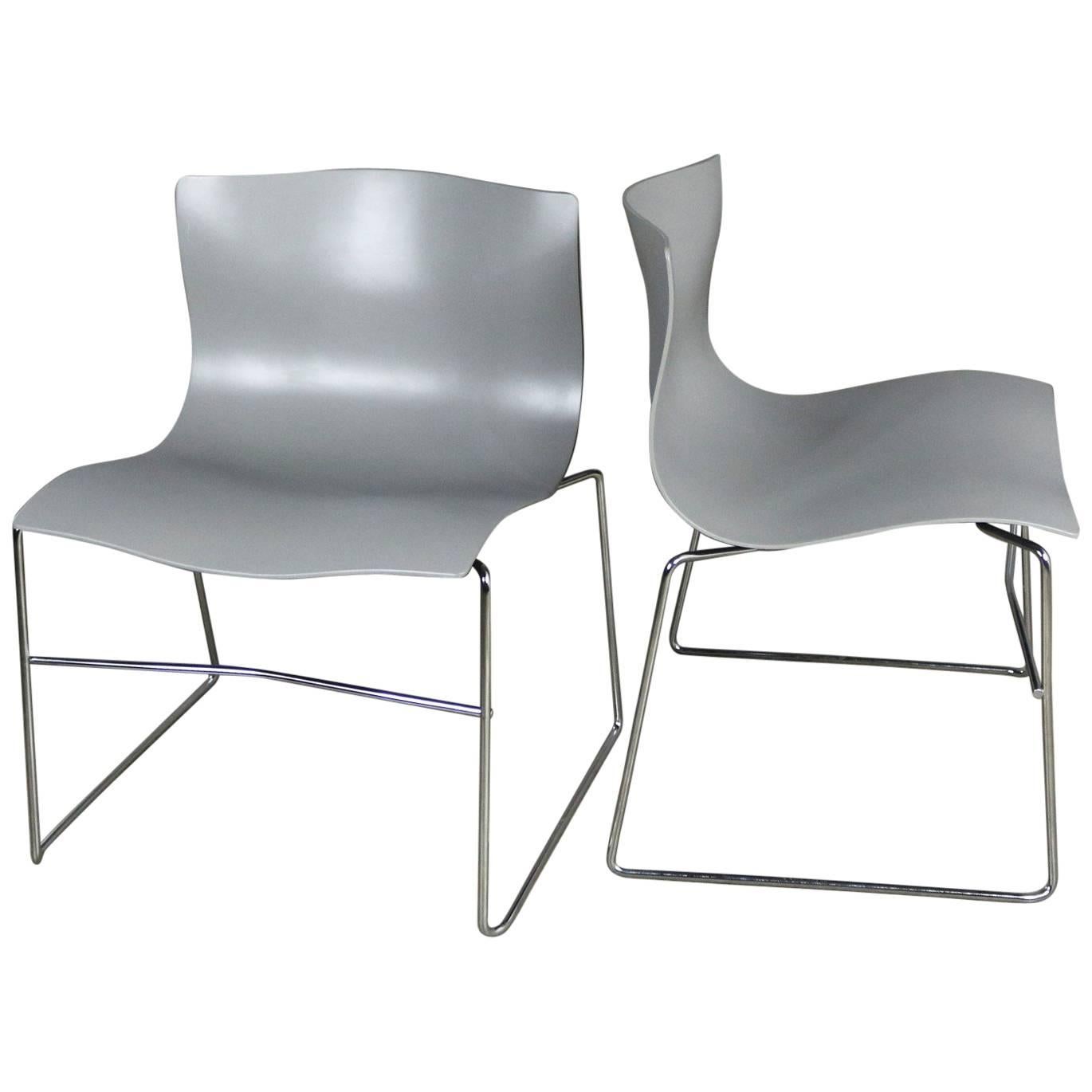 Knoll Handkerchief Side Chairs in Gray by Massimo & Lella Vignelli a Pair