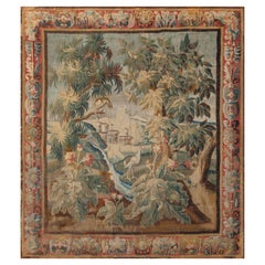 Hand-Loomed Landscape with Stream Tapestry, Aubusson France, Late 17th Century