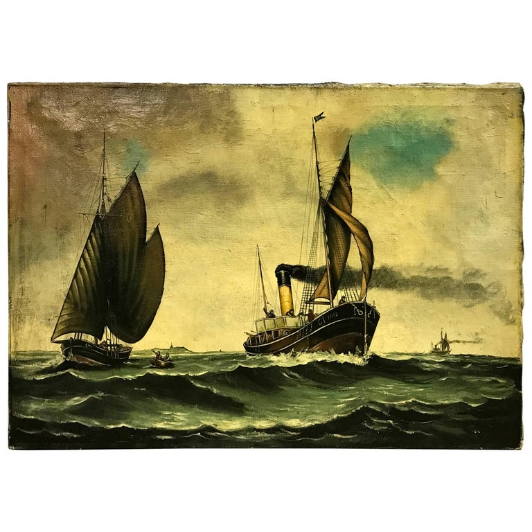 French Art Deco Maritime Mural For Sale at 1stDibs