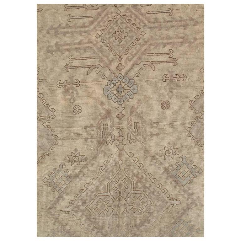 Antique Oushak Carpet, Turkish Handmade Oriental Rugs Gray, Taupe and
