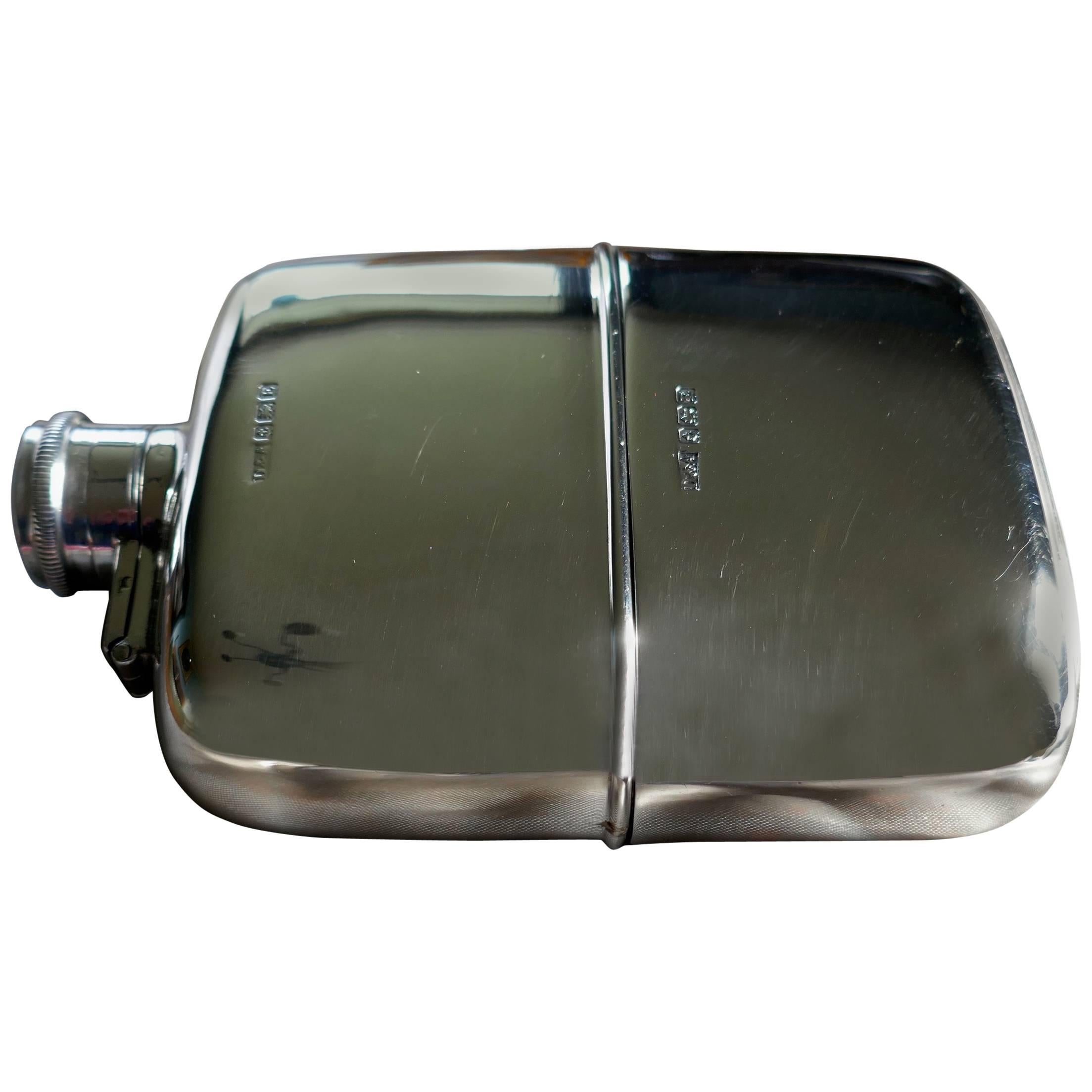 Solid Silver Hall Marked Hip Flask and Cup by Daniel & Arter