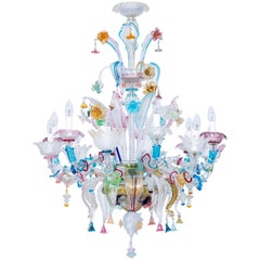 Italian Multicolored Ca' Rezzonico Chandelier, in blown Murano Glass, 1950s